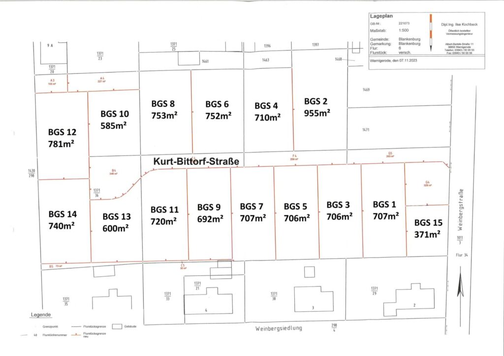 Plan Grundstücke mit Nummer