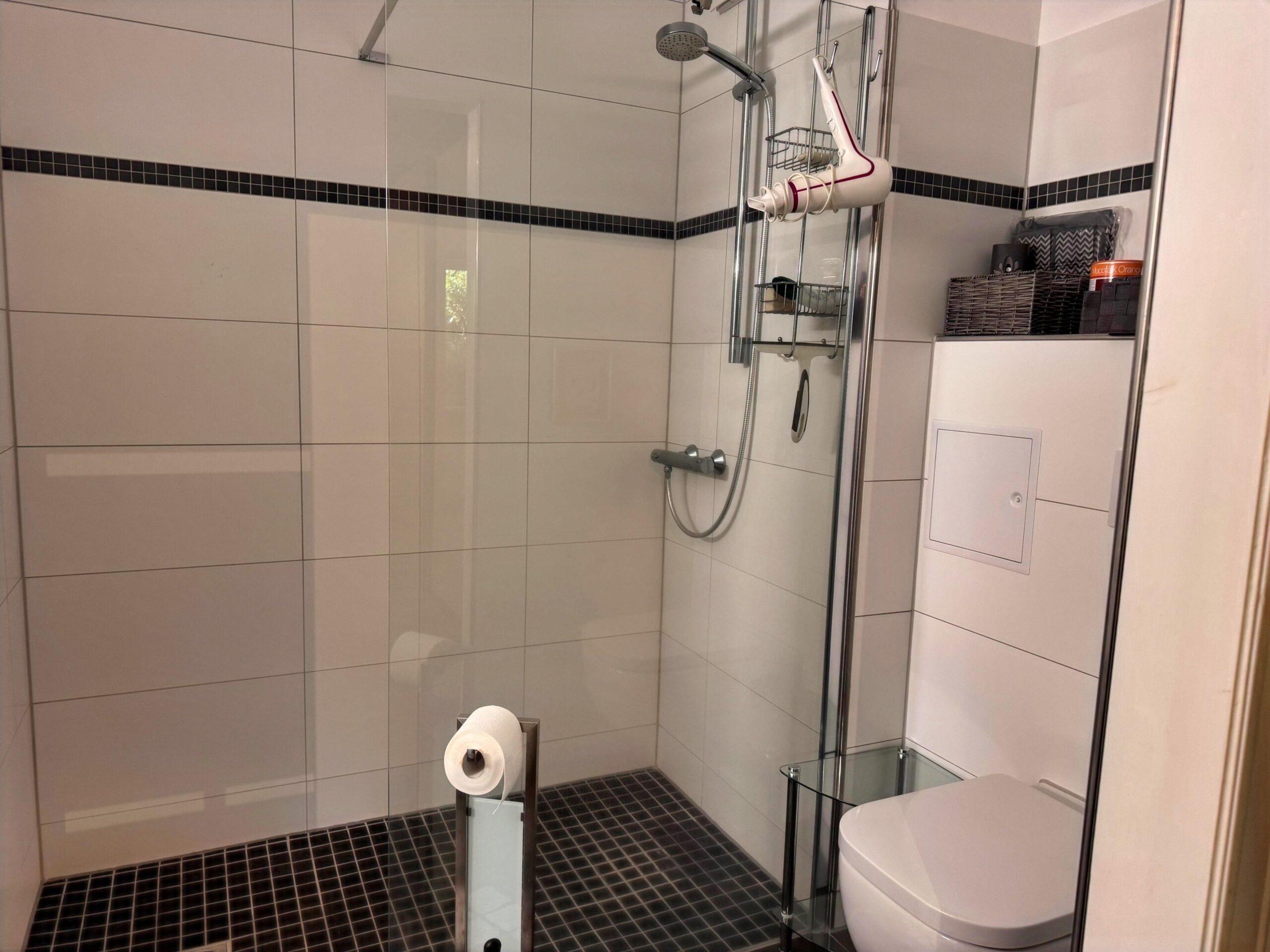 Bodentiefe Dusche und WC